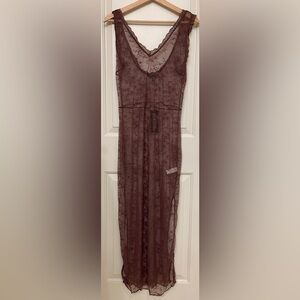 Current Mood Sheer Lace Maxi Dress in Lavender